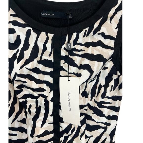 Karen Millen Zebra Print Shift mini Dress Back Cutout NEW - Picture 10 of 16